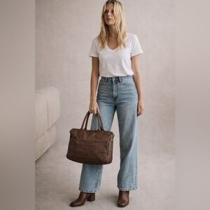 Day & Mood Woven Leather Satchel / Tote / Crossbody